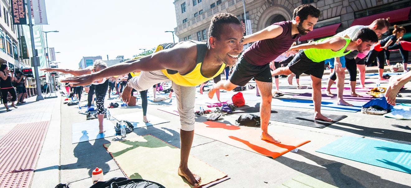 Shinebright Yoga Under The Ge Chandelier Playhouse Square Event Promotion Image