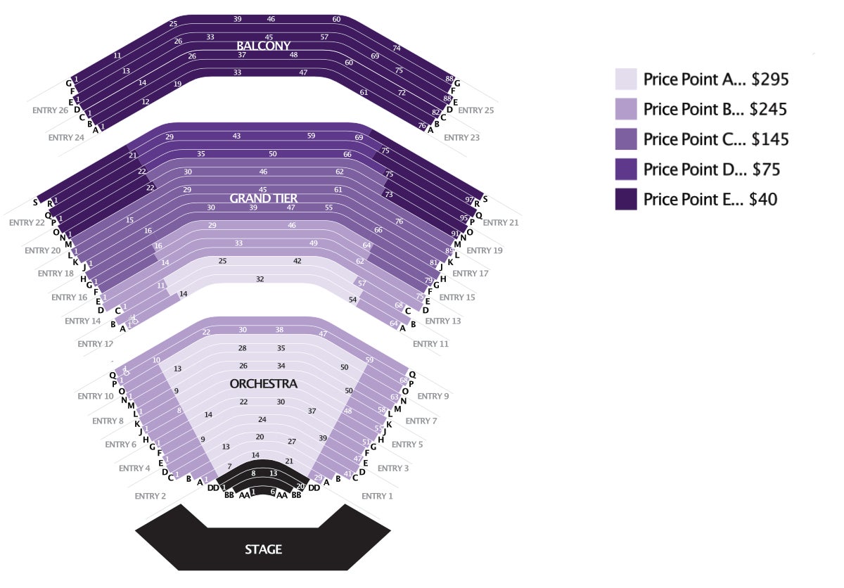 EJ Thomas Hall Seat Map for Broadway (Click for larger)
